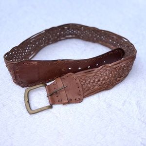 wide woven leather belt women's M